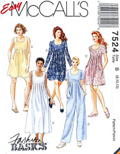 1990's McCall's Misses' Dress,Jumpsuit,Romper Pattern 7524 Size 8-12 UNCUT picture