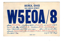 Ham Radio Vintage QSL Card     W5EOA/8   1952   Berea, Ohio picture