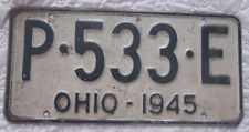 Vintage EXTRA FINE+ 1945 OHIO License Plate WW2 Era picture