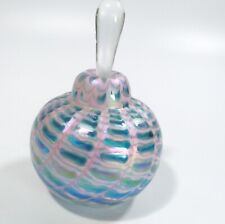 Trout Studios Iridescent Art Glass Perfume Bottle Pink Blue Hand Blown w Dauber picture