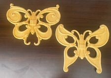 Vintage MCM Butterfly Wall DecorSet Of 2 Service Industries USA Yellow Plastic picture