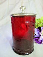 ANTIQUE Victorian RUBY red BLOWN glass BISCUIT JAR with silver plate LID  picture