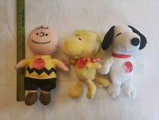 Peanuts Beanie Baby stuffed plush Woodstock, Charlie Brown, Snoopy, 7.5