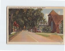 Postcard Congregational Church and Hospital Freeport Maine USA picture
