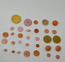 Vintage Button Lot Peach Orange Pink Plastic picture