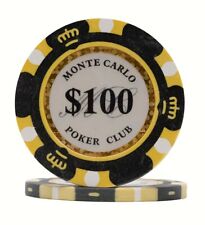 100 Da Vinci Premium 14 gr Clay Monte Carlo Poker Chips, Black $100 Denomination picture