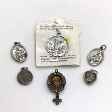 Religious Necklace Virgin Mary Fatima Medal Relic Charm Lot Reliquary Emerald picture