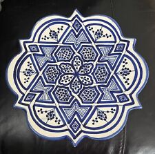 Vintage Antique Moroccan Or Mexican Blue & White Pottery Wall Plate  picture