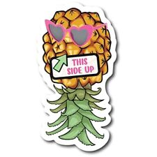 This Side Up Upside Down Pineapple with Sunglasses Magnet Decal, 4x8 Inch picture