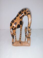 Hand Carved African Art Giraffe Mom And Baby  (Kenya) picture