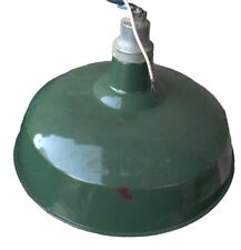 Vintage 16” Abolite Green Porcelain Enamel Industrial Ceiling Light Fixture INV1 picture
