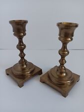 Vintage Solid Brass Candle Holders Made In Taiwan Republic Of China 5 In Tall picture