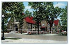 c1940 St. Mary Magdaline Catholic Church Waupaca Wisconsin WI Vintage Postcard picture