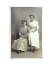 RPPC 2 Women Posed Seated Victorian Edwardian Clothing & Shoes picture