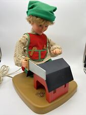 Vintage National Rennoc Santa's Best Animated Collectable Elf Working On Barn picture