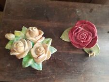 Vintage 2 Piece Chalkware Flowers, Floral Wall Plaques picture