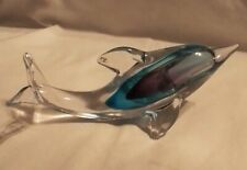 Glass Dolphin Figure/Statue (cobalt blue & clear) 6.5 In Long picture