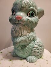 AQUA CERAMIC LARGE 12.25IN TALL EASTER RABBIT BANK picture