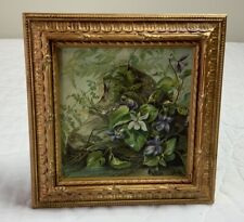 Vintage Antique Framed Victorian Trade Card, Flowers & Leaves picture