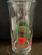 Vintage Libbey Christmas Glasses Wreath Poinsettia Holly Berry 10 Oz Set Of 6 picture