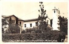 G77/ Fontana California Postcard RPPC c1940s Catholic Church Music Tower picture