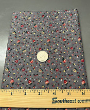 Quilt Craft Fabric Cotton Gray Floral Calico Remanent Pattern Material 17 x 19 picture