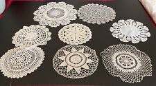 Estate Sale find. Lot of 8 white / off white Handcrafted Round Doilies. picture