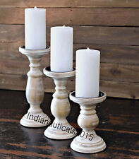 White Pillar Candle Holder Wood Candle Holder for Home,Living Room,Kitchen Decor picture