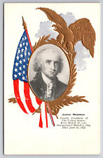 Antique C1905 Embossed Flag & Gold Eagle W/ Our 4th President James Madison A05 picture