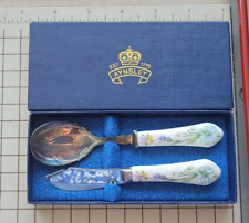 Vintage Aynsley England Jam Spoon and Butter Knife Boxed Set w/Porcelain Handles picture