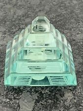 Pyramid Multi Layered 5 Layer Green Glass Paperweight 2.5” Unique Design Aztec picture
