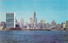 Vintage New York Chrome Postcard City United Nations Building Skyline from River picture