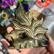 335g Natural Golden Obsidian HandCarved Nine-tailed Fox Crystal Reiki healing picture
