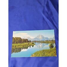 Mt Moran Reflection On The Snake River Postcard Chrome Divided picture
