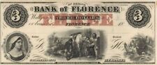 Bank of Florence $3 - Obsolete Notes - Paper Money - US - Obsolete picture