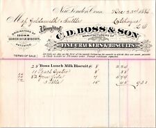 c1886 CD Boss & Son Fine Crackers & Biscuits New London Connecticut CT Billhead picture