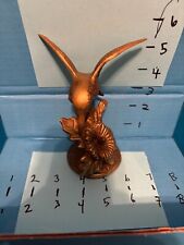 Small Vintage Solid Brass Humming Bird With Flower Statue picture