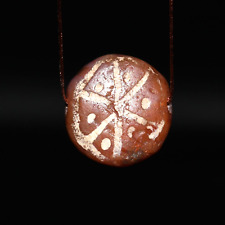 Ancient Indus Valley Etched Carnelian Bead with Decorated Patterns 2600-1700 BCE picture