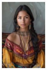 GORGEOUS YOUNG NATIVE AMEIRCAN WOMEN 4X6 FANTASY PHOTO picture