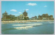 Aerial Beach Skyline View Atlantic City New Jersey NJ Vintage Chrome Postcard picture