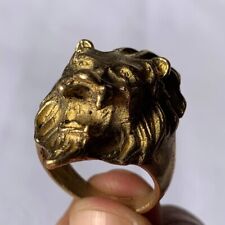 VERY OLD RARE ANCIENT VIKING LION RING BRONZE ARTEFACT AUTHENTIC STUNNING picture