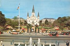 Postcard LA New Orleans Jackson Square Horse Carriage St. Louis Cathedral Church picture