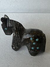 Zuni Pony Ponies Fetish by Davey Cooyeyate*NEW* Black Gold Turquoise Gifts 9210 picture