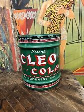 VINTAGE 1940 DRINK CLEO COLA 10 GALLON SYRUP CAN DRUM SIGN COCA COLA 7UP PEPSI picture