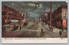 Topeka~Kansas Avenue North @ 8th Street~Night Lights~Lit Up Trolleys~1909 IPCC picture
