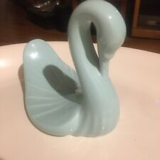 Vintage Sea Foam Green Ceramic Swan Towel Washcloth Holder Retro MCM picture