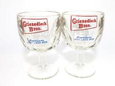 Griesedieck Bros Beer Glass Thumb Goblet Pair, Man Cave Barware, Excellent, Rare picture