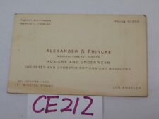 VINTAGE 1920'S BUSINESS CARD RARE-LOS ANGELES CA-ALEXANDER & FRINCKE HOSIERY  picture