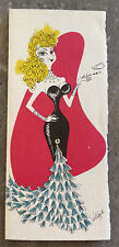 Retro Voluptuous Woman Smoking Bead on Dress Vintage Thank You Card picture