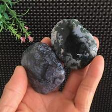 114g 2pcs Blue Moss Agate Geode Palm Stone Quartz Crystal Specimens Healing picture